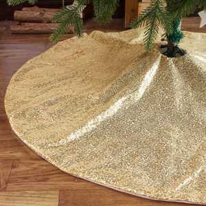 Sequin Christmas Tree Skirt Round Glitter Floor Mat Decoration Red Gold Pink Mesh Tree Base Cover Ornament For Home Party Holiday