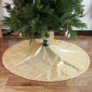 Sparkling gold sequin Christmas tree skirt for elegant holiday home floor decoration