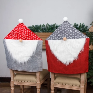 Lot de 2 housses de chaise de Noël gnome en toile de jute avec motifs flocons de neige