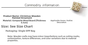 Detail view of painted wooden Christmas ornament specifications and material texture