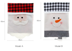 Détail de housses de chaise Père Noël et Bonhomme de neige 65x46cm pour décoration Noël