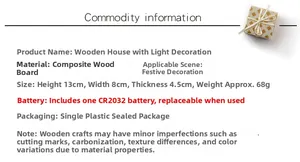 Detailed size specifications of the light-up wooden Christmas house ornament 13x8x4.5cm