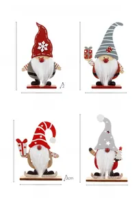 Detailed size specifications for assorted wooden Christmas gnome tabletop ornaments