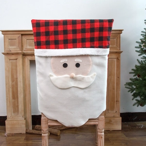 Housse de chaise Père Noël à carreaux rouges pour décoration festive de la maison