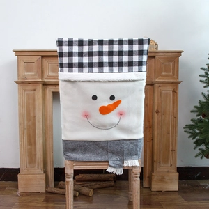 Housse de chaise bonhomme de neige de Noël avec motif à carreaux rouge et noir