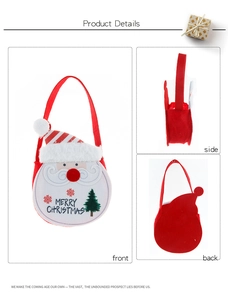 Detailed front, side, and back views of a festive Santa Claus Christmas gift candy bag