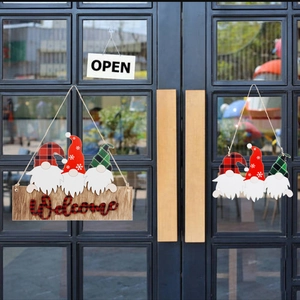 Christmas Wood Gnomes Welcome Sign Hanging Plaque For Front Door Shop Rustic Gnome Xmas Tree Ornament With Rope Home Party Decoration