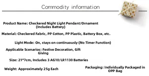 Technical details of LED gnome light with dimensions 21x7cm and battery specifications