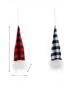 Detailed view of LED Christmas gnome pendants with dimensions 21cm height and 7cm width