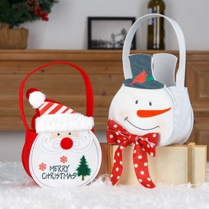 Christmas Santa and Snowman felt candy gift bags set with festive embroidery and handles