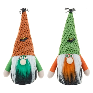 Gnomes d'Halloween avec chapeaux à pois, écussons chauve-souris et détails d'yeux effrayants