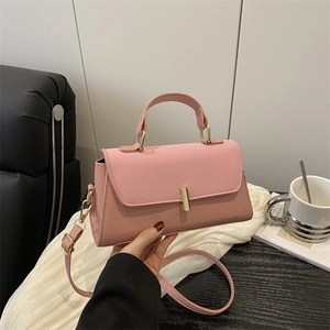 Women Fashion Small Square Bag 2025 Spring Trendy PU Leather Shoulder Handbag With Gold Metal Lock Crossbody Messenger Bag
