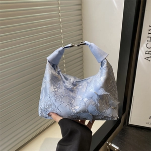 Sac à Épaule en Dentelle Brodée pour Femmes Papillon 3D Sac sous le bras Floral Élégant Sac à Main en Nylon avec Pendentif Perle
