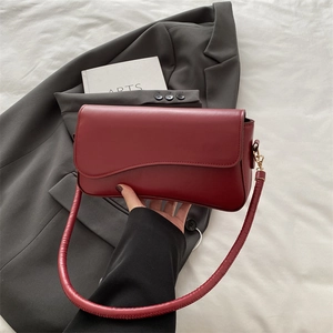 Women Vintage PU Leather Underarm Shoulder Bag Simple Flap Magnetic Buckle Commuter Handbag Crossbody Square Fashion Purse