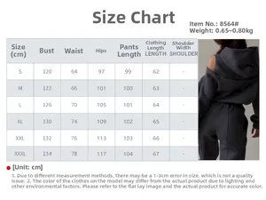 Detailed size chart for women's hoodie tracksuit with shoulder cut-out design