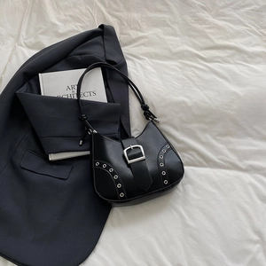 Damen Vintage Hobo Achseltasche Mode PU Leder Schultertasche Mit Silber Metallschnalle Ösen Detail Täglich Straße Tasche