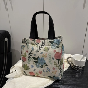 Floral Jacquard Tote Bag For Women Vintage Butterfly Pattern Small Handbag Commuter Work School Shoulder Bag Daily Gift