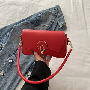 Minimalist PU Leather Small Square Shoulder Bag For Women Fashion Solid Color Crossbody Handbag With Round Lock Design