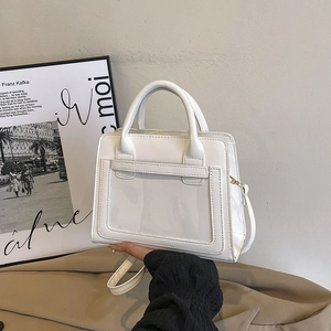 Sac Ita Femme Minimaliste en Cuir PU Avec Fenêtre en PVC Transparente Sac à Bandoulière Petit Sac Carré pour le Quotidien