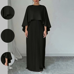 Elegante Completo Da Donna Con Top A Mantella Plissettato E Gonna Lunga A Vita Alta Per Feste Banchetti E Occasioni Formali