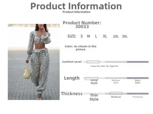 Détail d'un ensemble deux pièces à imprimé fleuri avec haut court et pantalon large