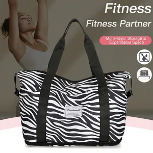 Large Capacity Travel Bag Water Resistant Oxford Cloth Printed Animal Pattern Gym Sports Bag With Shoe Compartment For Women