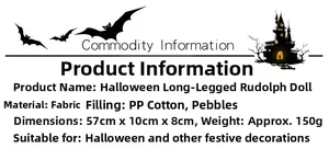 Spécifications de taille détaillées pour poupée sorcière Halloween aux longues jambes