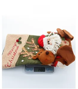 Detailed view of large Christmas stocking with 3D Santa and Reindeer weighing 148 grams