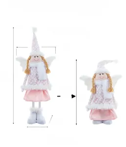Detailed view of the retractable legs on a pink Christmas angel doll, height 30-58cm