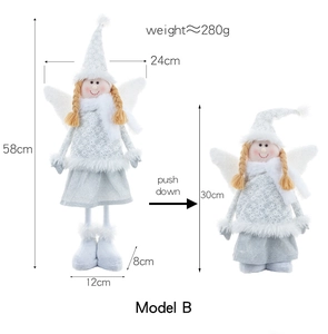 Detail of Christmas angel doll showing the height adjustment feature from 30cm up to 58cm