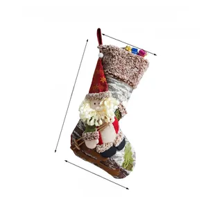 Detailed view of Santa Claus Christmas stocking showing dimensions 48cm height and 29cm width