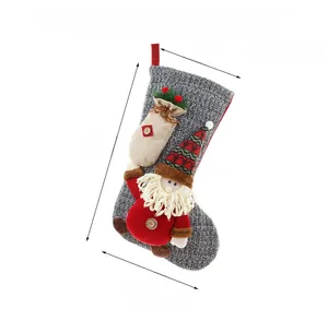 Knitted 48cm Christmas stocking with 3D Santa Claus figure and a hanging loop