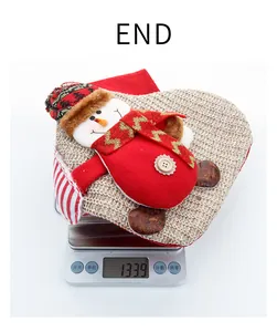 Detailed view of handmade knitted snowman Christmas stocking weighing approximately 134 grams