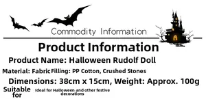 Specifiche dettagliate delle dimensioni per lo gnomo di Halloween in tessuto con cotone PP