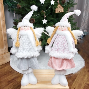 Christmas angel doll set with telescopic legs and wings for holiday indoor decoration