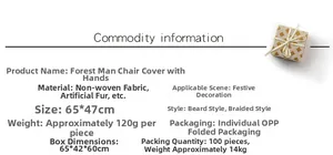 Detailed size specifications for Nordic forest gnome chair covers for Christmas decor