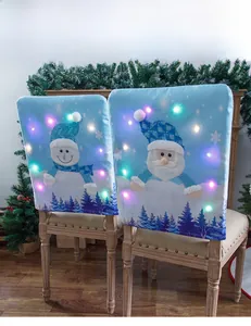Coprisedie natalizi con luci LED, motivi di Babbo Natale e pupazzo di neve blu