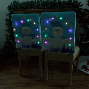 Set di 2 coprisedia natalizi a LED con motivi Babbo Natale e Pupazzo di neve