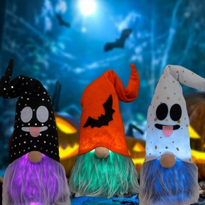 Halloween Gloeiende Kabouter Pluche Rudolph Pop Met LED Licht Gezichtloos Spook Vleermuis Ornament Voor Halloween Feest Home Decor