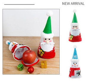 Detail of Santa and Snowman felt gift covers for apples and festive treats