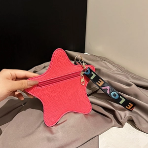 Trendy Women Star Shaped PU Leather Coin Purse Mini Shoulder Bag With LOVE Letter Strap Heart Zipper Pull Fashion Gift