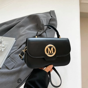 Vintage PU Leather Small Square Crossbody Bag For Women 2025 New Fashion Metal M Buckle Handbag Casual Shoulder Messenger Bag