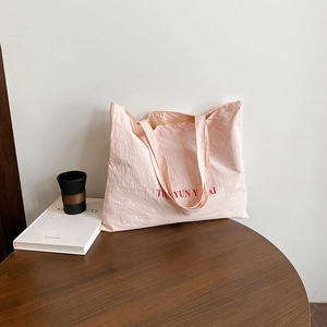 Sac Cabas Femme en Nylon Grande Capacité Minimaliste Imprimé Lettres Décontracté Sac à Main Épaule pour Voyage Shopping École