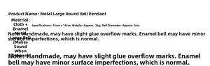 Detailed size and material specs for the 6cm metal Christmas bell pendant ornament