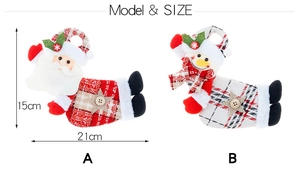 Detailansicht von 15x21cm Stoff-Weihnachtsmann und Schneemann Weihnachtsbaumanhänger