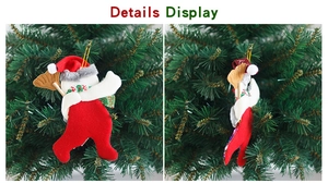 Dettaglio del retro e del lato di un pupazzo di neve con paillettes per l'albero di Natale