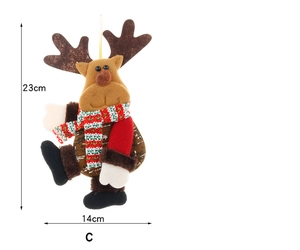 Christmas reindeer plush decoration with red scarf and 23cm height dimensions