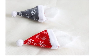Détails des couvre-bouteilles de vin de Noël en toile rouge et grise avec flocons de neige