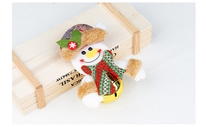 Details von Weihnachts-Schneemann-Glockenanhänger mit Samthut und goldener Glocke