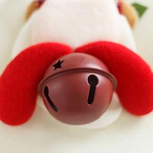 6cm red metal Christmas bell with star cutouts and festive plush holiday decoration